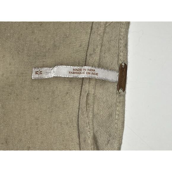 Women's Free People Split Back Linen Blend Beige Top Shirt Blouse Size Medium - Picture 10 of 11